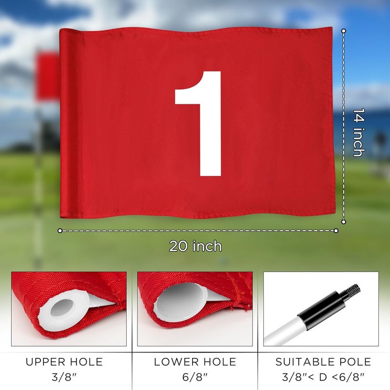 KINGTOP Numbered Golf Flag 20x14 Inch - 420D Dual-layer Nylon, Double Sided Printed, Tube Inserted - Standard Putting Green Flags for Backyard Practice, Golf Courses, Country Club, #1-4 - Image 3
